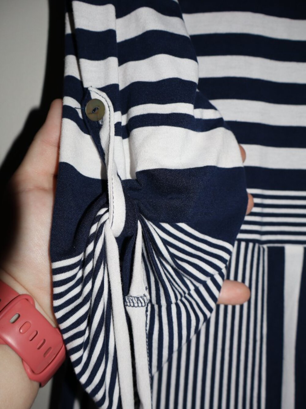 Navy White Color Block Button Down Lightweight Loose-fit Tunic - Picture 6 of 8
